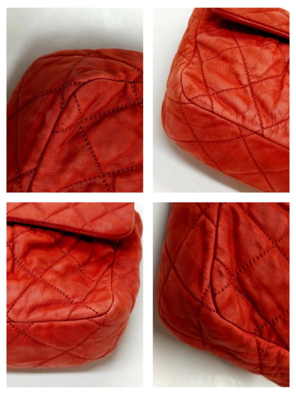Authentic Chanel Quilted Flap Bag Red Leather Gold Chain Shoulder Bag Luxury - Picture 9 of 16
